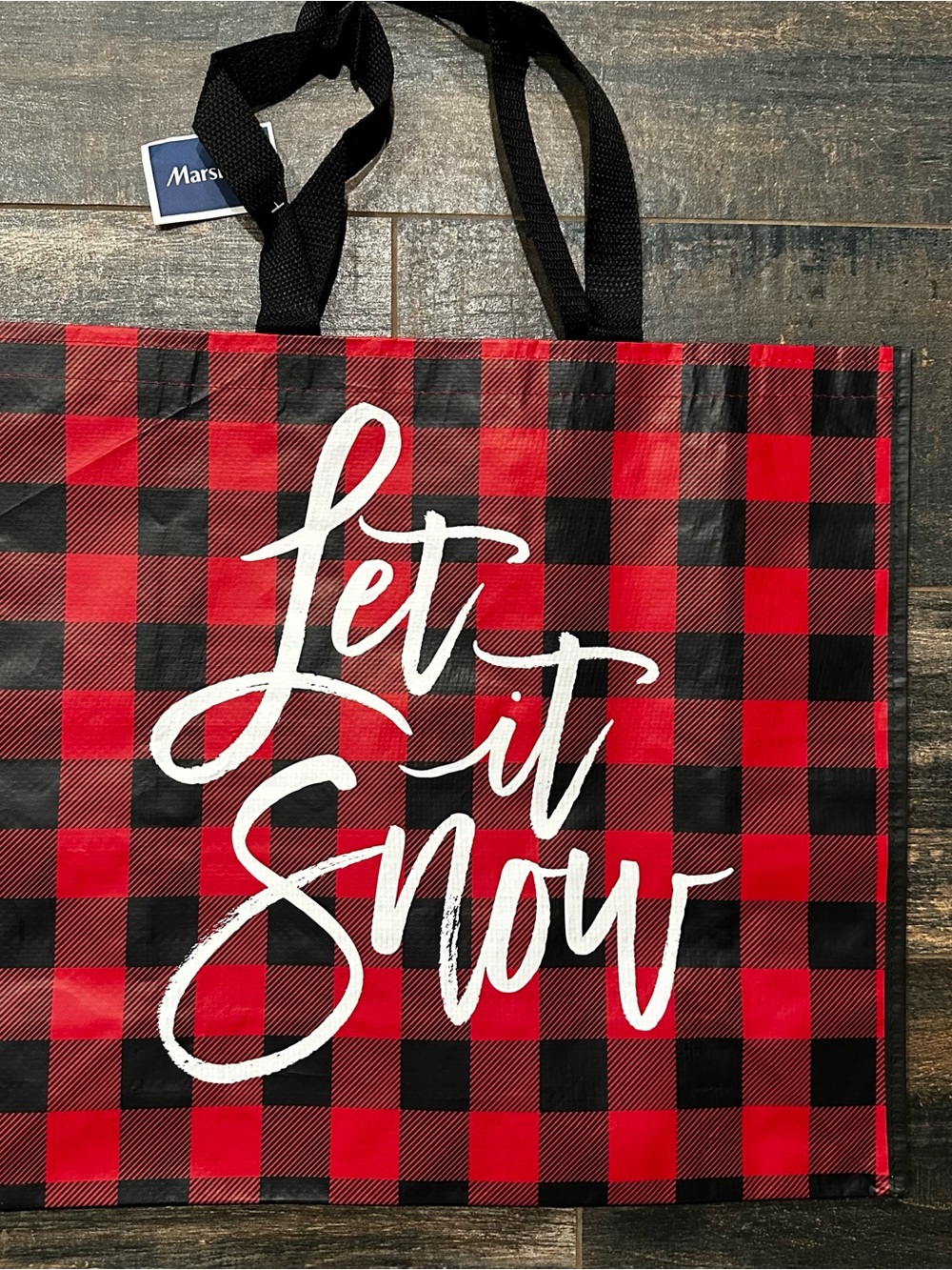 Marshalls Red and Black Buffalo Plaid Christmas 'Let it Snow' Tote